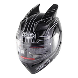 SOMAN Motorcycle Full Face Helmet Dual Lens Anti-Uv Anti-Scratch with Horn