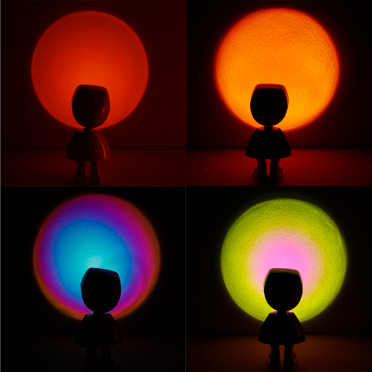 USB Rainbow Sunset Projection Lamp 360° Rotation LED Romantic Visual Bedroom Ambient Modern Floor Stand Night Light for Home Dating Photography - Auto GoShop