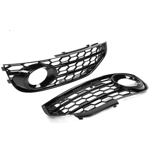 1 Pair Honeycomb Front Grill Bumper Fog Light Cover Grille for Audi A4 B8 B8.5 ALLROAD 2009-2015 - Auto GoShop