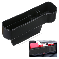 1PC Car Storage Box Seat Gap Filler Black with Red Stitches for Main Driving Co-Pilot Phone Snacks Drinks Sorting - Auto GoShop