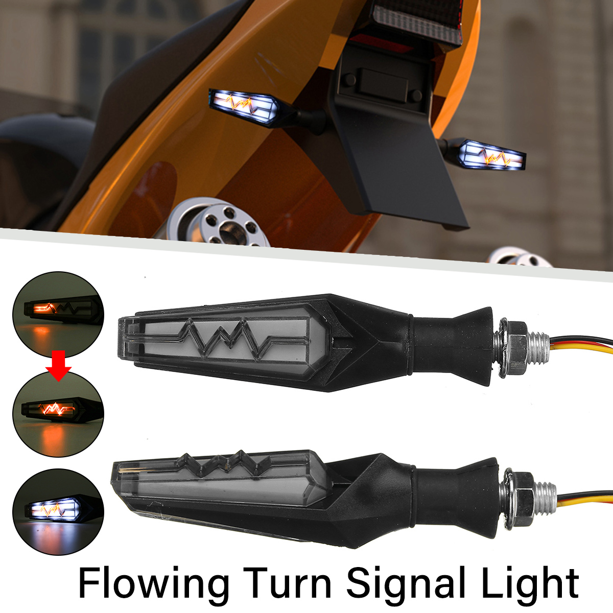 Pair Universal Motorcycle Turn Signal Light LED Indicator DRL Brake Flash Lamp