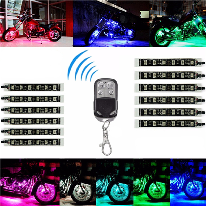 12X LED Remote Wireless Neon Light Strips Kit for Car Truck Lorry Boat Motor Bike - Auto GoShop