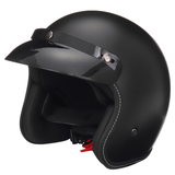 Motorcycle Safety Helmet Half Face with Visor Matte Black M/L/XL/XXL Universal - Auto GoShop