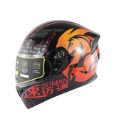 Soman Motorcycle Full Face Helmet Cycling Double Lens Chinese Style Breathable