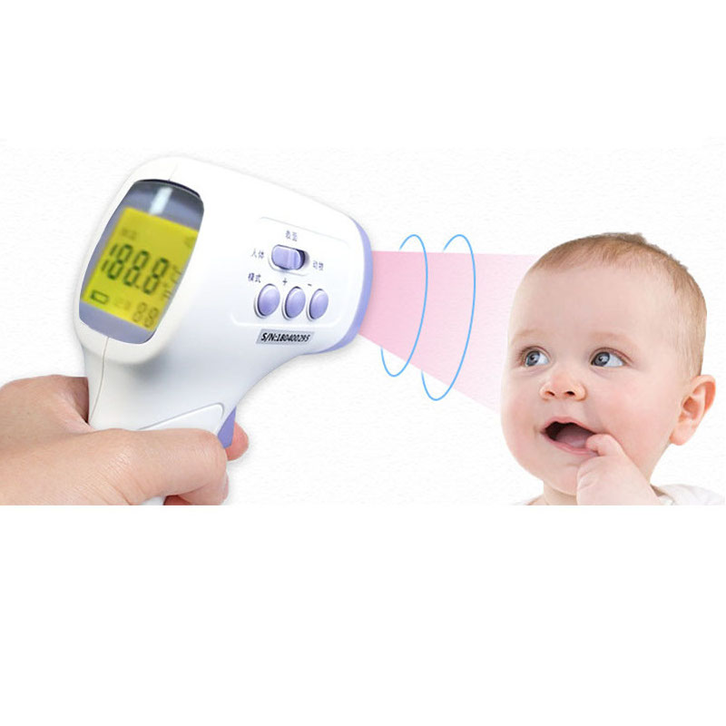 Portable Forehead Electronic IR Infrared Thermometer Non-Contact LCD Digital Temperature Fever Measurement Tester Detector for Human Baby Adult Child Body Thermometer
