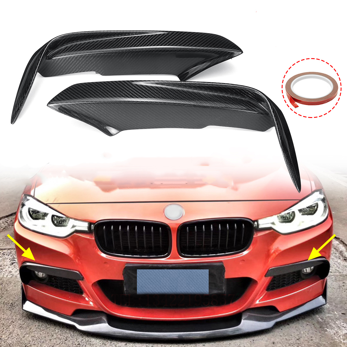 Carbon Fiber Racing Front Splitters Lip Fit Car Spoiler Wing Bumper Protector for BMW 3 Series F30 M Sport Sedan 2013-2017