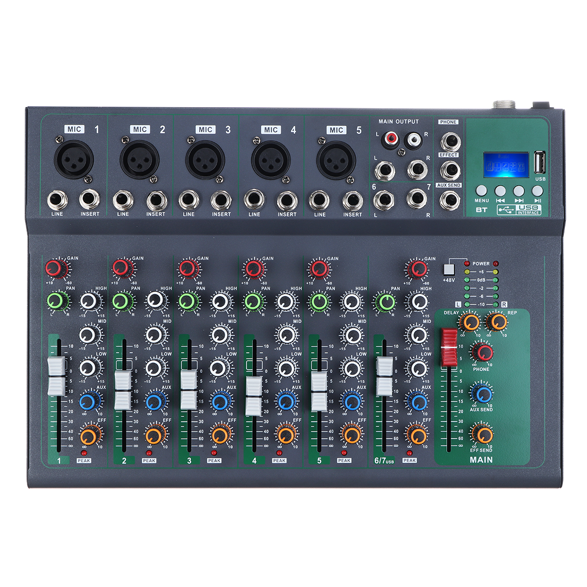 7 Channel Bluetooth Audio Mixer Control DJ Mic with LED Digital Display Music Stream - Auto GoShop