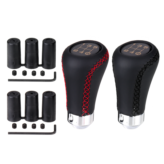 5 Speed Leather Gear Shift Knob Stick Manual Shift Lever Black/Red with Adapter for MAZDA - Auto GoShop