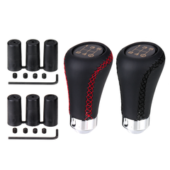 5 Speed Leather Gear Shift Knob Stick Manual Shift Lever Black/Red with Adapter for MAZDA - Auto GoShop