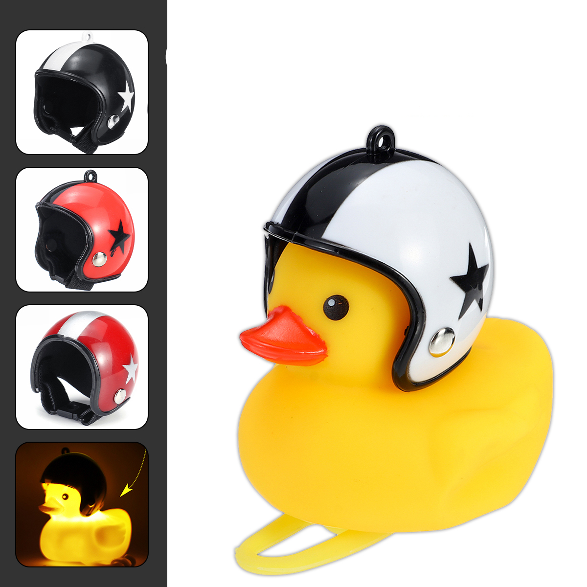 Cartoon Duck Bicycle Bells Handlebar Duck LED Head Light Ring Wind Duck & Helmet - Auto GoShop