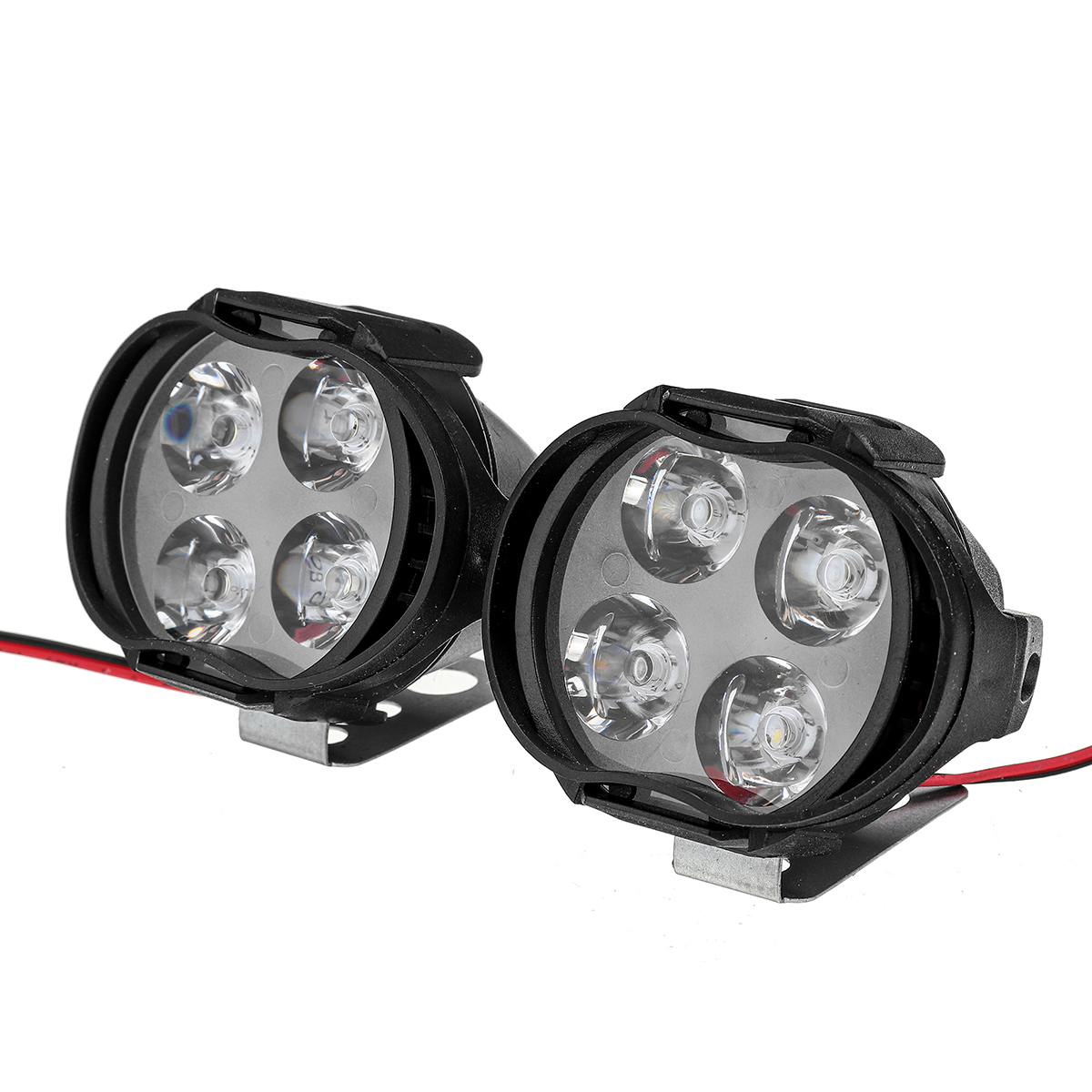 2Pcs 4/6/9 LED 9-85V 10W Black Motorcycle Headlights Motorbike Driving Fog Spot Ligh+ Switch