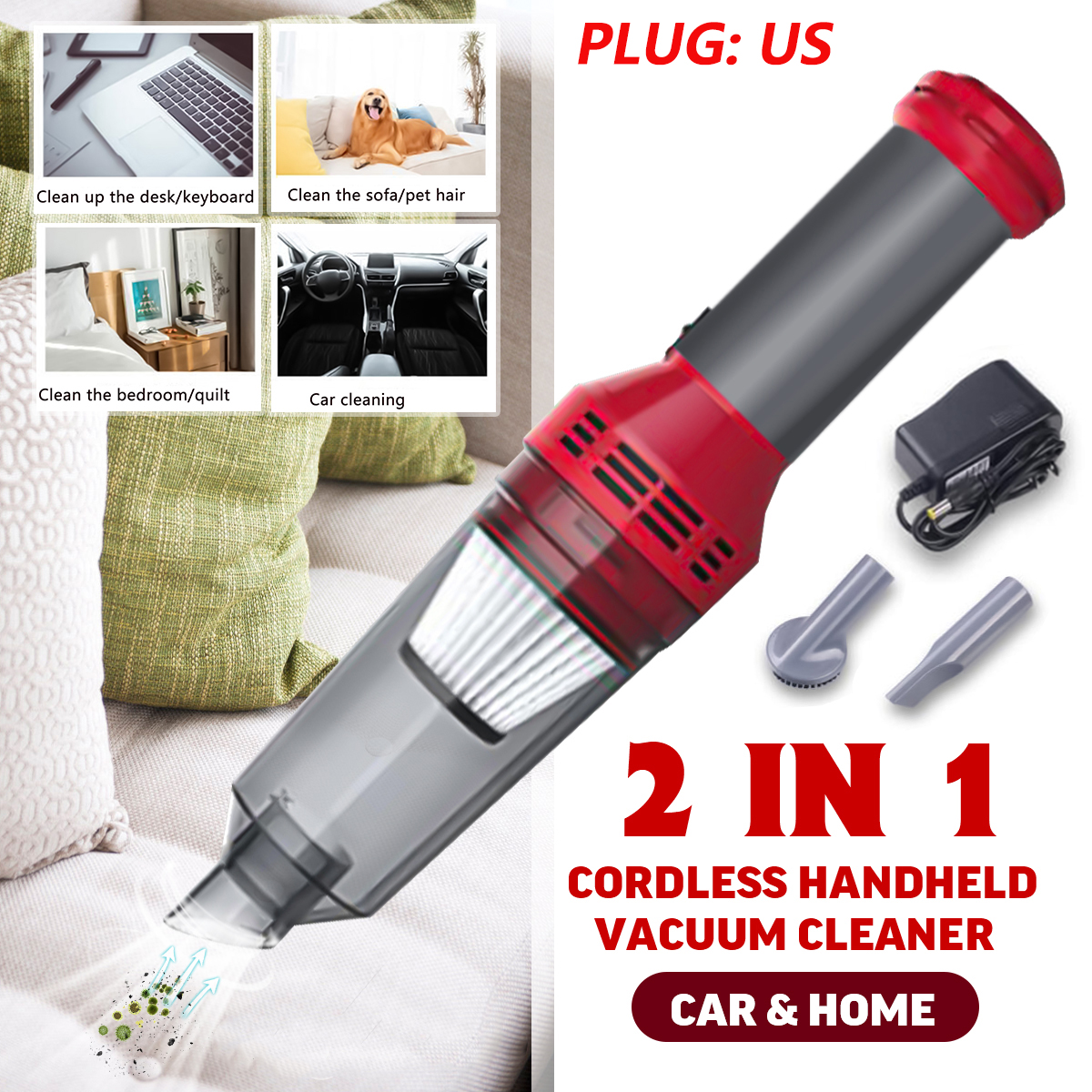 120W Cordless Handheld Portable Vacuum Cleaner Strong Suction for Car & Home - Auto GoShop
