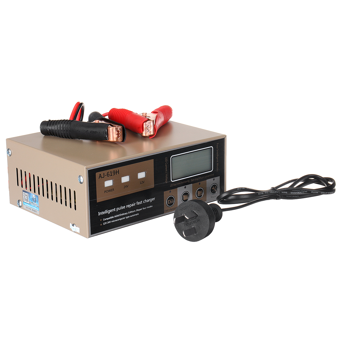 20A 12V/24V Smart Automatic Motorcycle Car Battery Charger Pulse Repair Lead-Acid Battery Charging