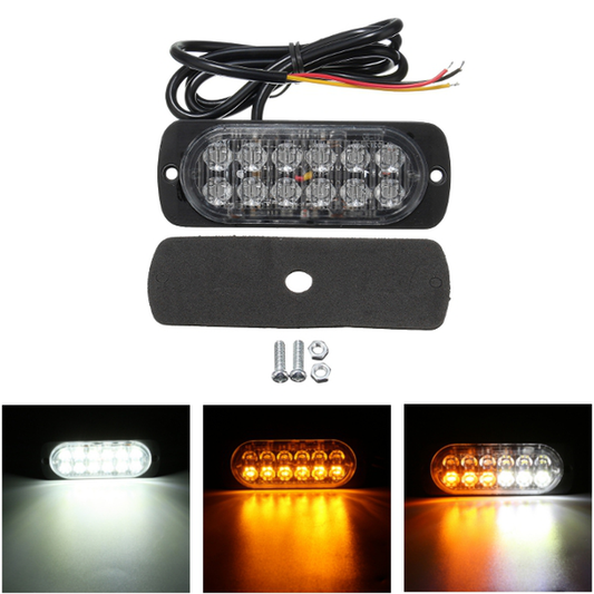 12V-24V 36W 12 LED Recovery Strobe Grill Breakdown Flashing Light Warning Lamp Indicator Lamp - Auto GoShop
