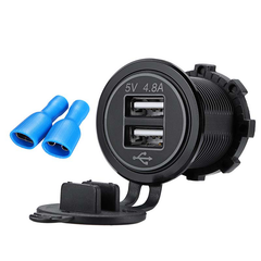 4.8A Dual USB Car Charger 2 Port LCD Display 12V/24V Universal Charging for Phone