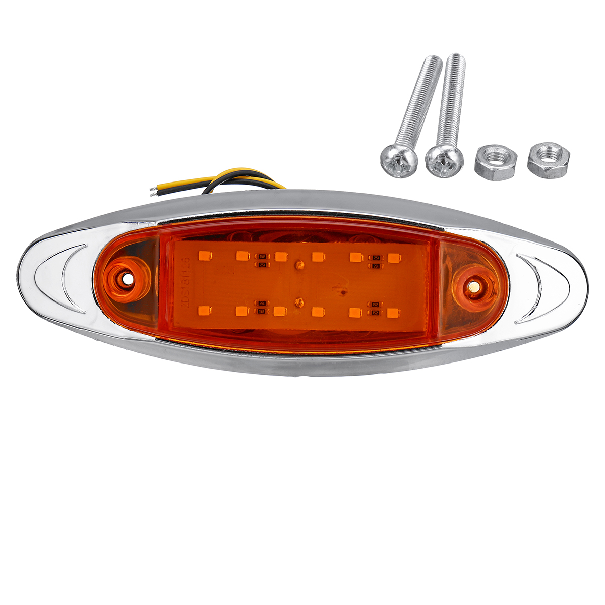 1PC 12/24V LED Oval Side Marker Light Indicator Chrome Bezel for Car Truck Trailer Lorry