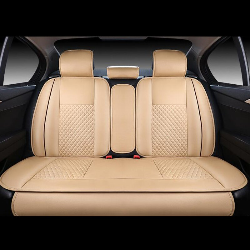 4PCS PU Leather Deluxe Car Cover Seat Protector Cushion Rear Cover Universal Kit - Auto GoShop