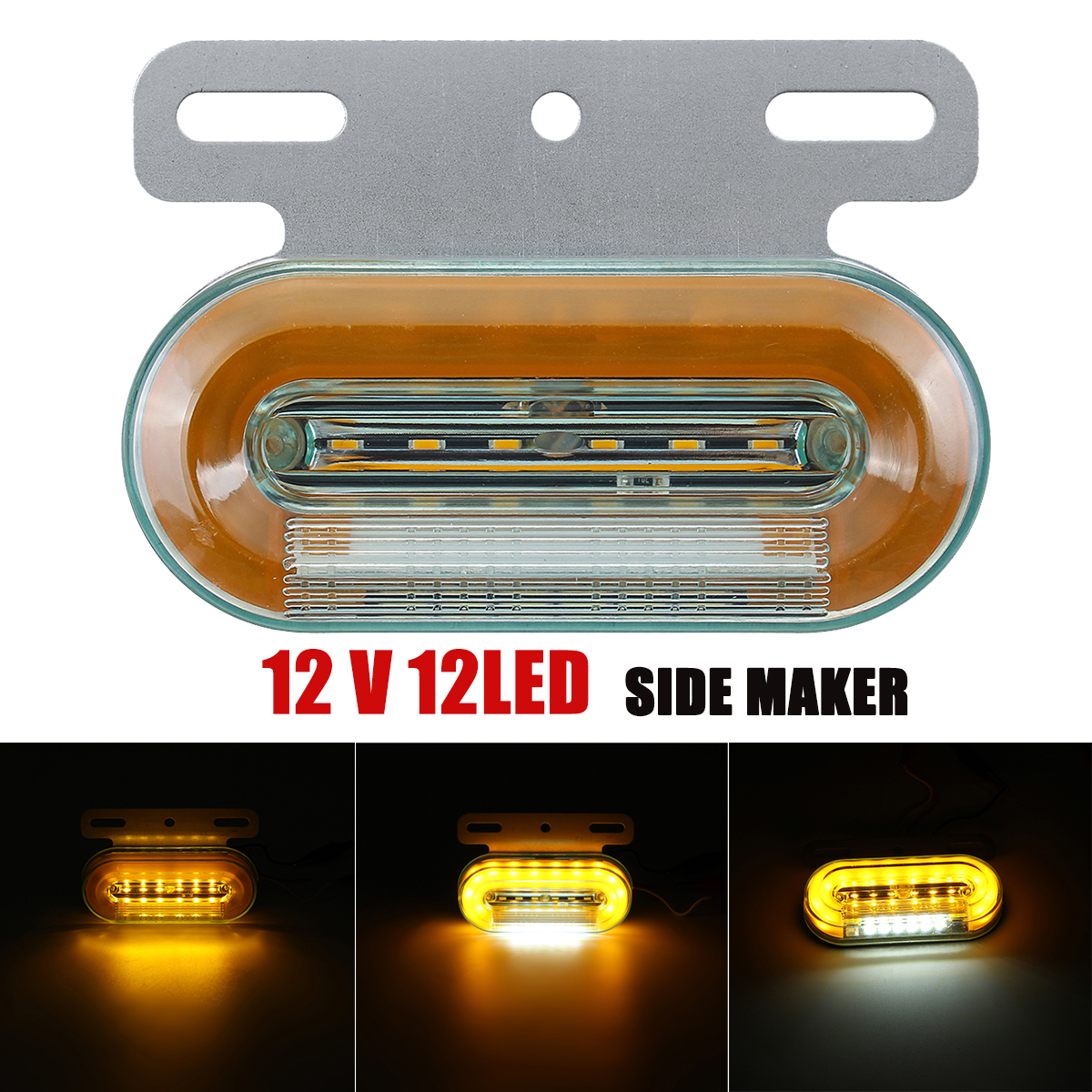 1PC 12LED 12V Flowing LED Side Marker Signal Light Indicator for Truck Trailers