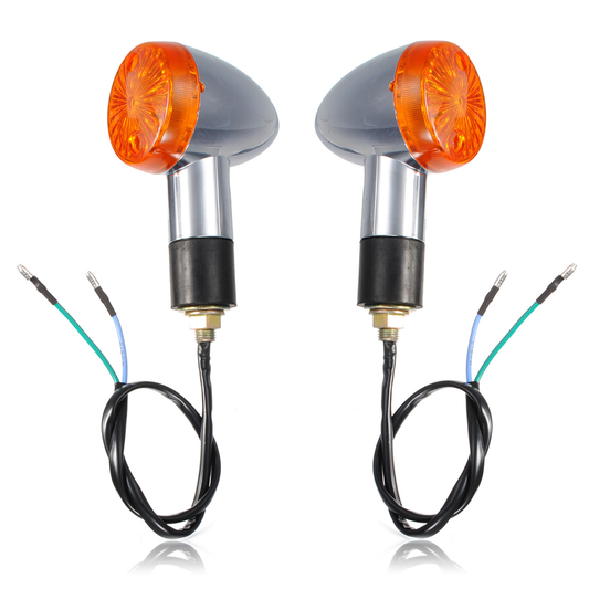 Chrome Bullet Mini Universal Motorcycle Amber Turn Signal Lights Bulb Indicator