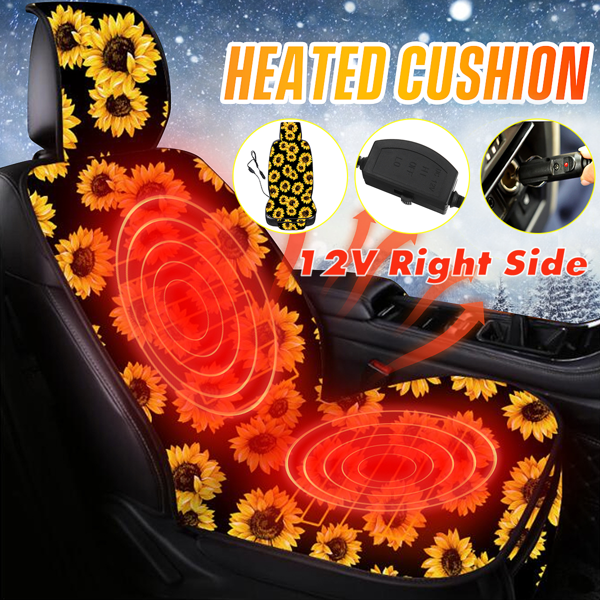 Universal 12V Car Heated Seat Chair Cushion Seat Cover Heating Heater Car Auto - Auto GoShop