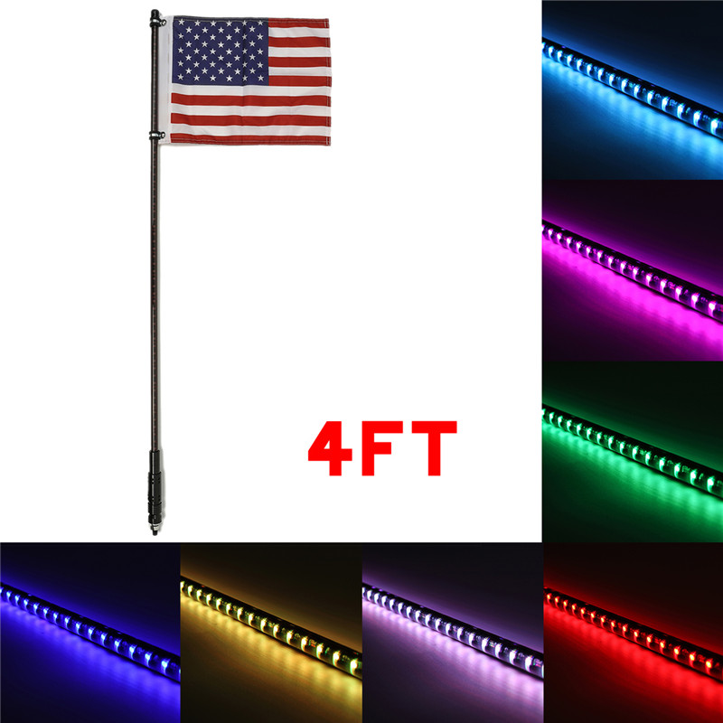DC12V 3/4Ft Car Muti Spiral LED Whip Lights Flag Decoration Lamp 300 Colors - Auto GoShop