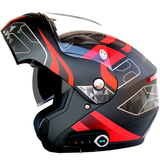 Waterproof Motorcycle Full Face Helmet with Bluetooth Music FM Double Visors Removable - Auto GoShop