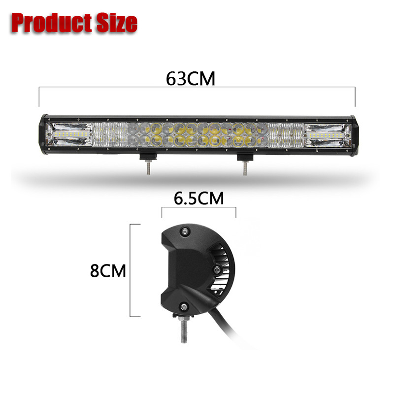 24" 72-LED Aluminum Alloy Shell Combo Light IP68 Side Stents Working Lamp for Off-Road Vehicle ATV