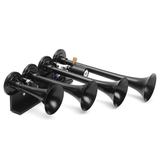 12V Loud 149Db Four Trumpet Train Air Horn Metal Black for Car Truck Boat