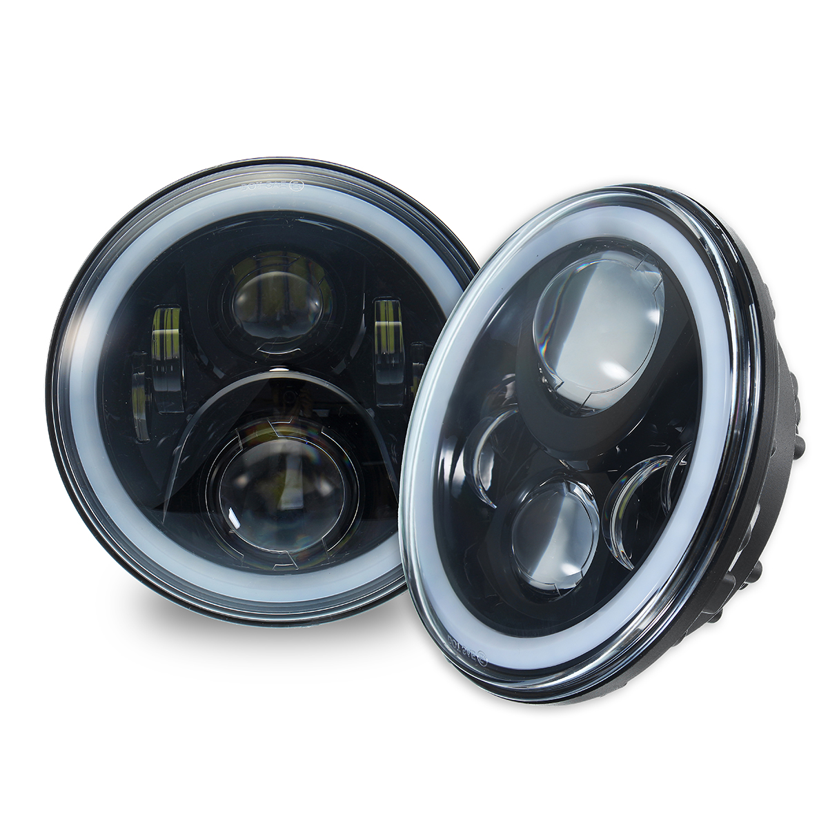 Pair 7 Inch 19 RGB LED Car Headlights IP67 Built-In Lamp Automatic Change Halo Angel Eyes for the Jeep Wrangler Landrover Defender Hummer
