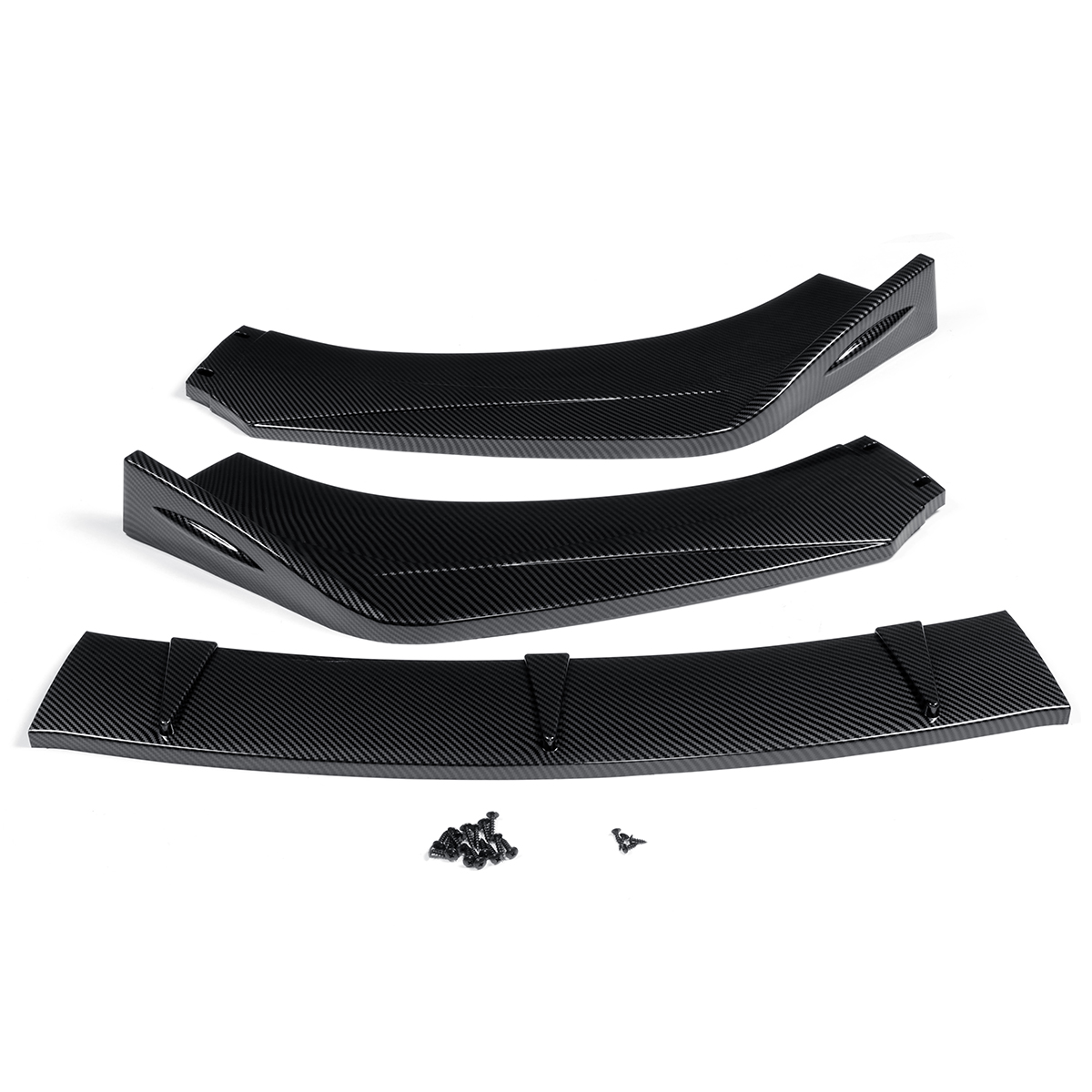 3PCS Carbon Fiber Style Front Bumper Spoiler Lip Cover Trim Protector for Tesla Model 3 X S