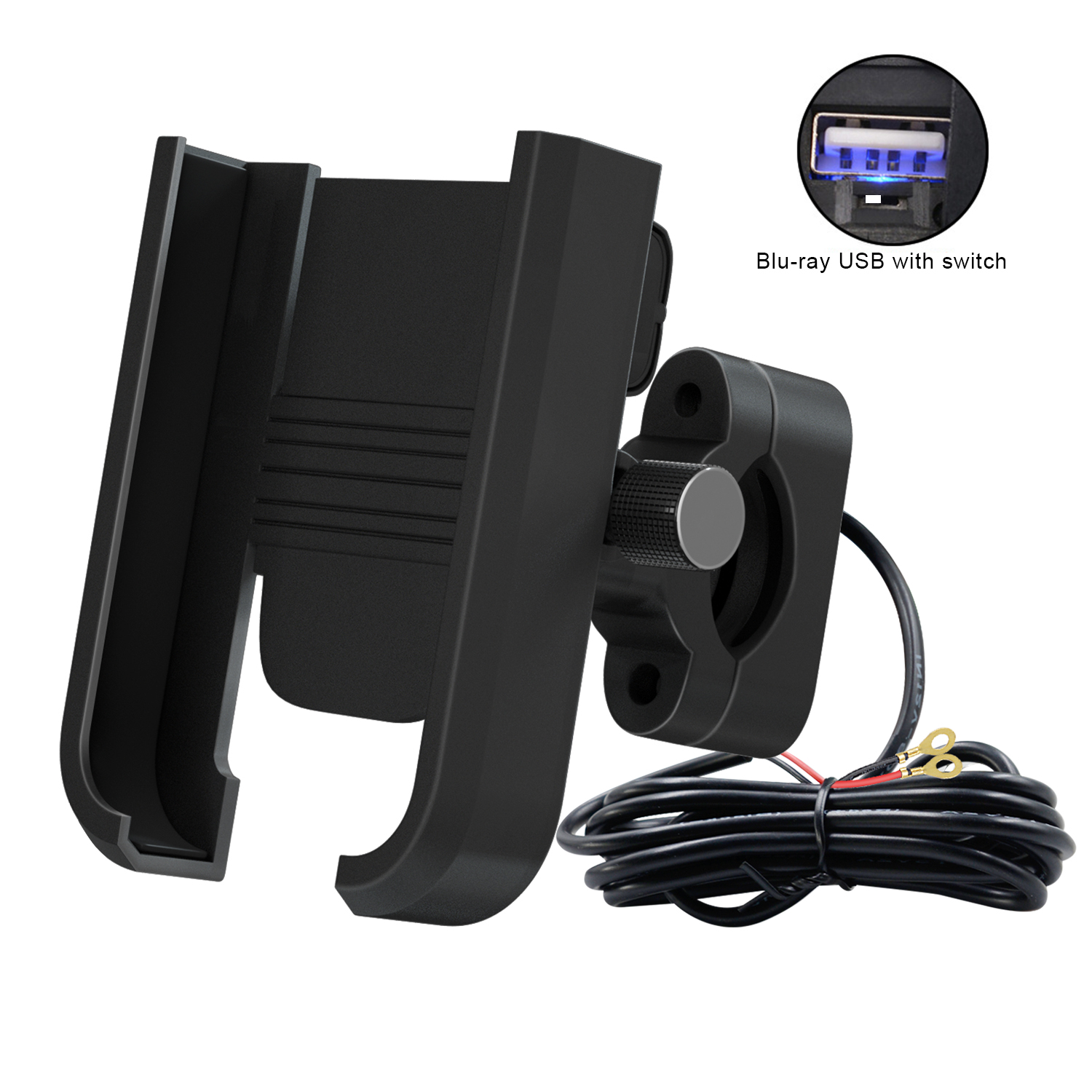 12V 4-6.5Inch USB Rechargeable Waterproof Handlebar Mirror Phone GPS Holder for Electric Car Motorcycle Bike Scooter
