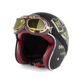 SOMAN Retro Half Face Helmet Safety Motorcycle Scooter Vintage Motorcycles Helmett Riding for Men and Women with Free Goggles - Auto GoShop