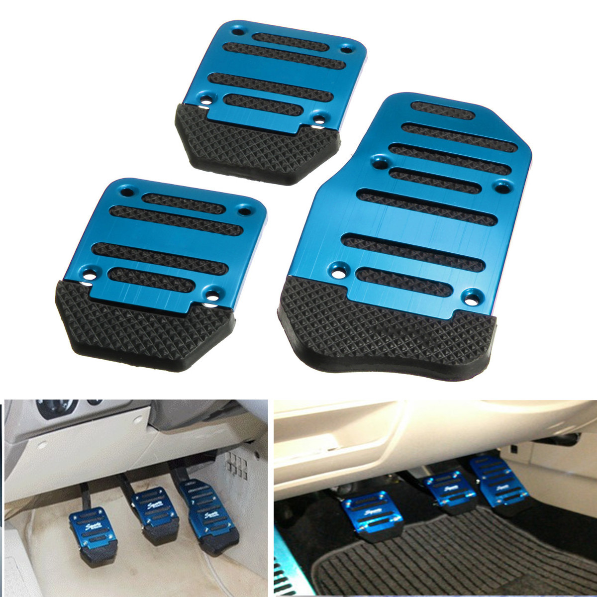 1 Set 3Pcs Non-Slip Footrests Aluminum Alloy Car Foot Treadle Pedals Cover Pad - Auto GoShop