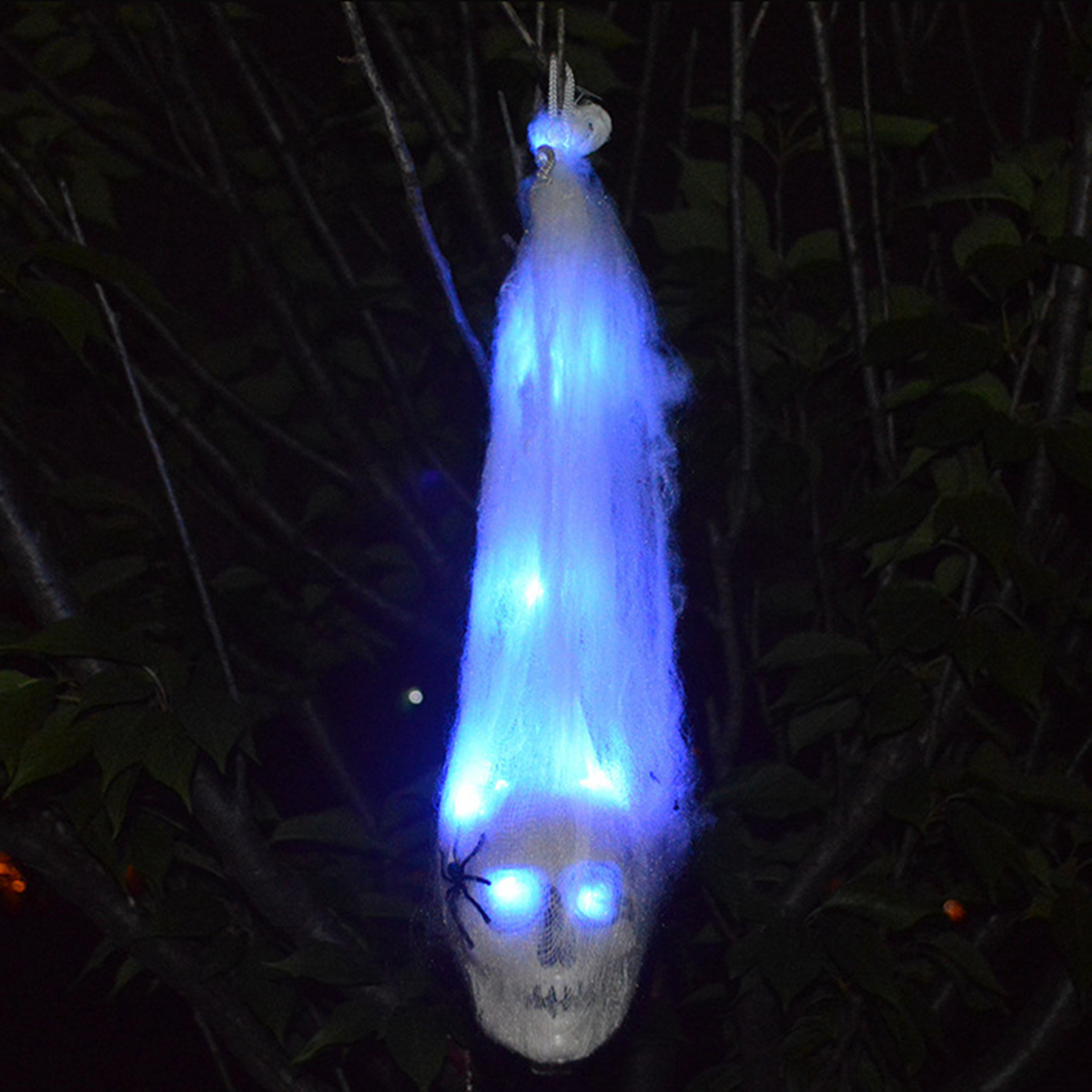 LED Halloween Decoration Skull Spider Gauze Ghost Hanging Ornament Props - Auto GoShop