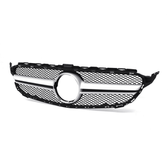 Sliver AMG Style Front Grill Mesh Grille for Mercedes Benz C Class W205 C200 C250 15-18
