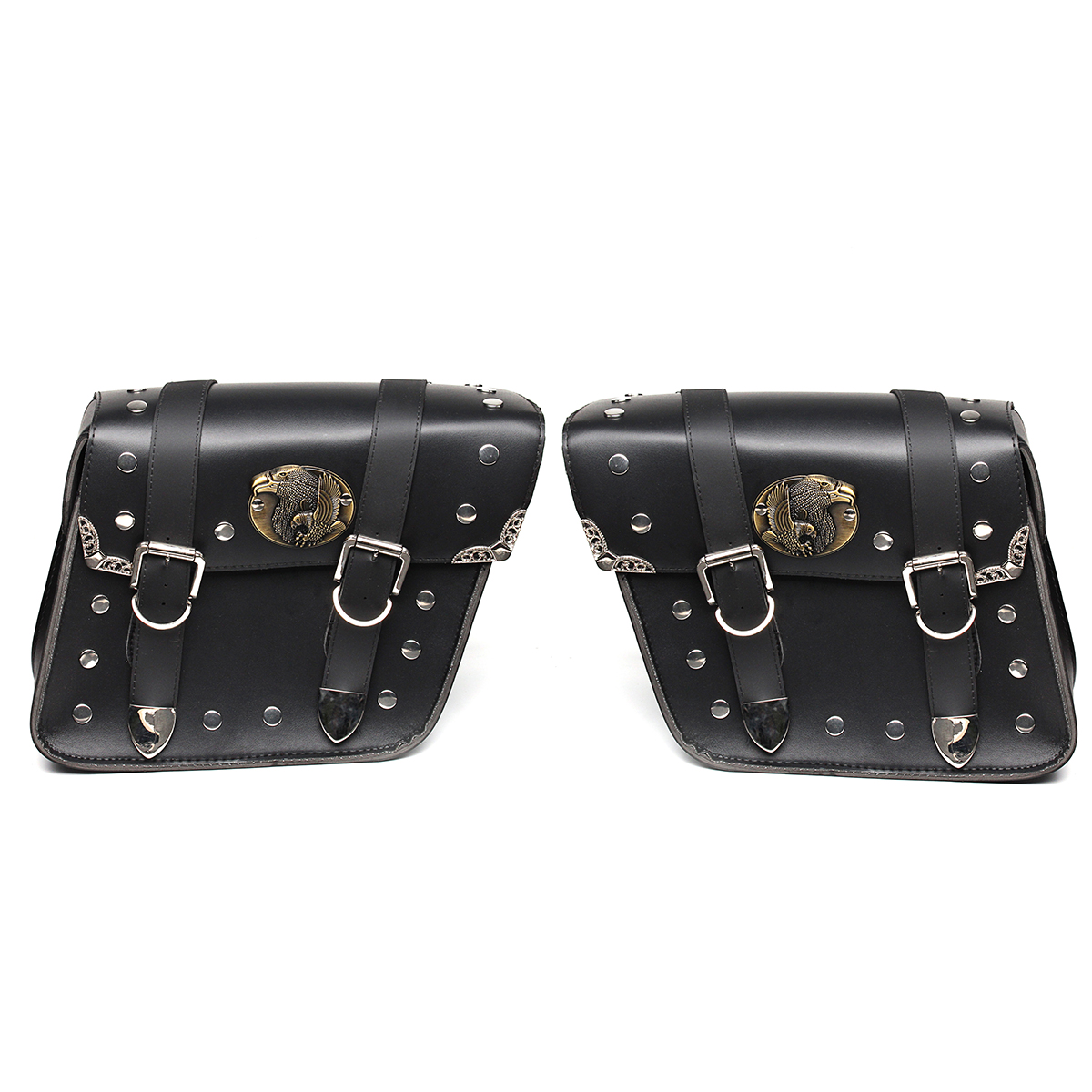 Motorcycle Saddlebags Side Bag Tool Bags Left Right for Chopper Black - Auto GoShop