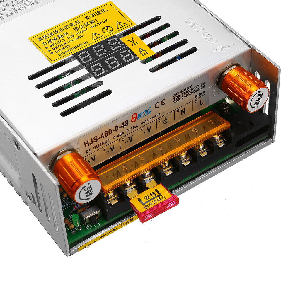 HJS Switching Power Supply Transformer Adjustable AC 110/220V to DC 0-24/36/48V 480W with Dual Digital Display