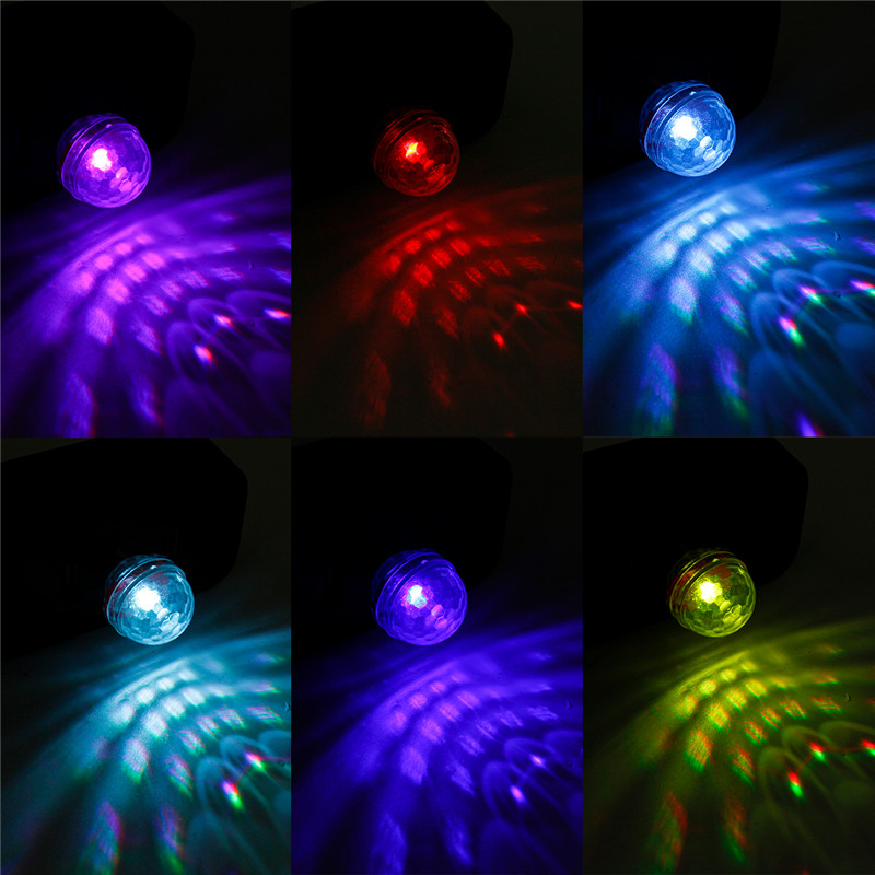 Mini RGB LED Disco Party Light Ball Mobile Phone USB Sound Control Crystal Magic Lamp for Car Hime Christmas - Auto GoShop