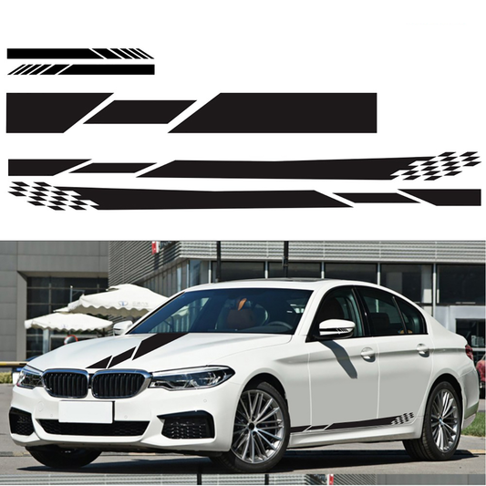 5PCS Stripes Graphics Car Stickers Side Body Hood Rearview Mirror Decal Decor - Auto GoShop