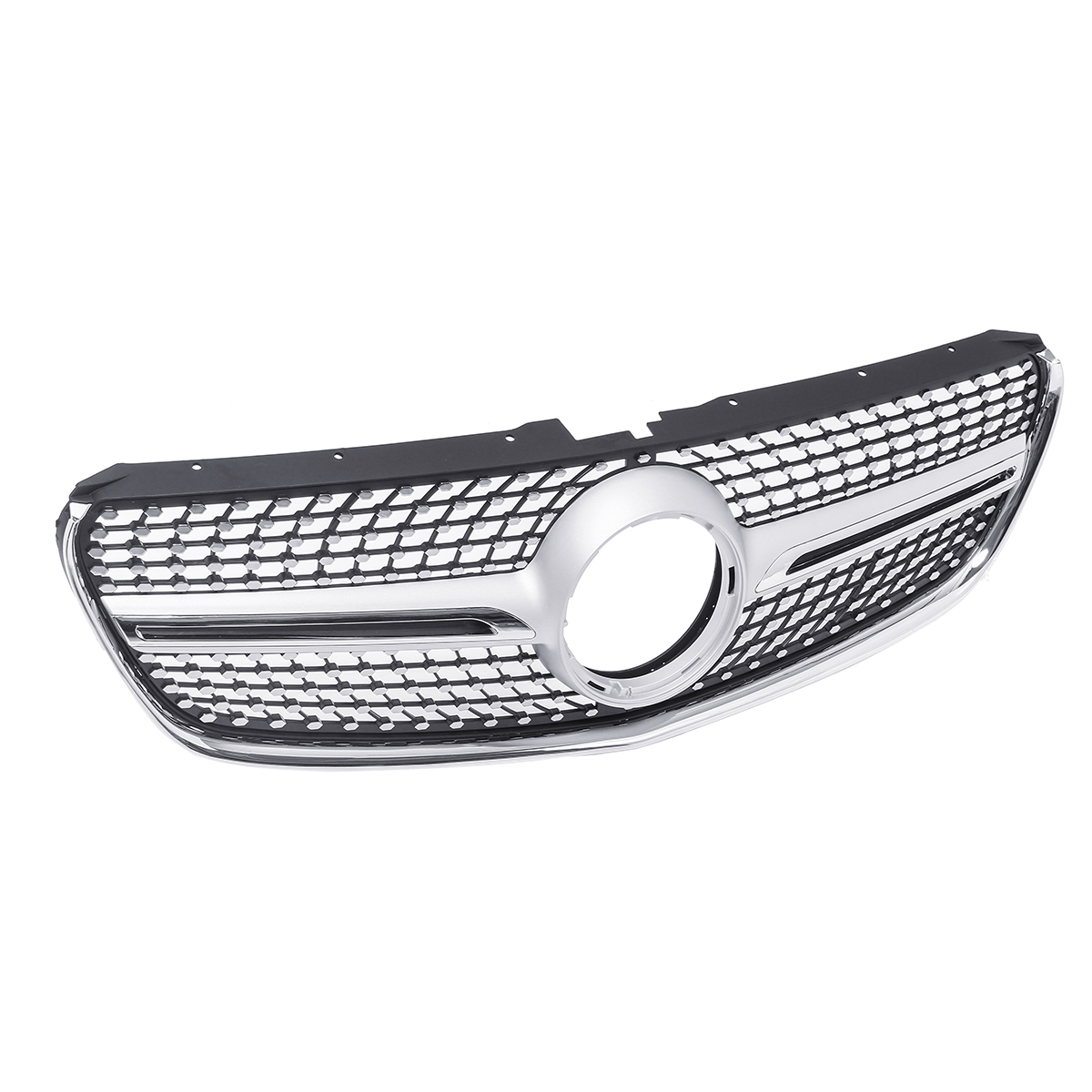 Silver Diamond Style Front Bumper Grille Grill for Mercedes Benz V Class W447 15-18
