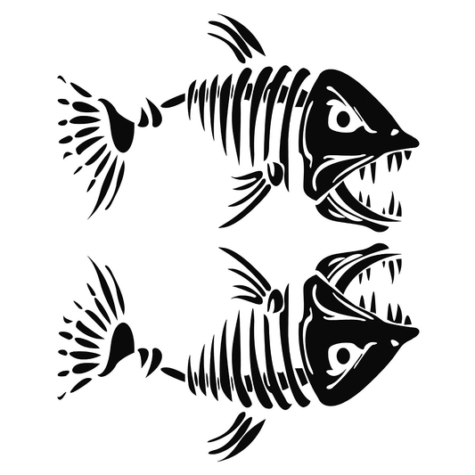 2PCS Skelett Fish Fisch Auto Vinyl Auto Decal Aufkleber Tuning Sticker - Auto GoShop