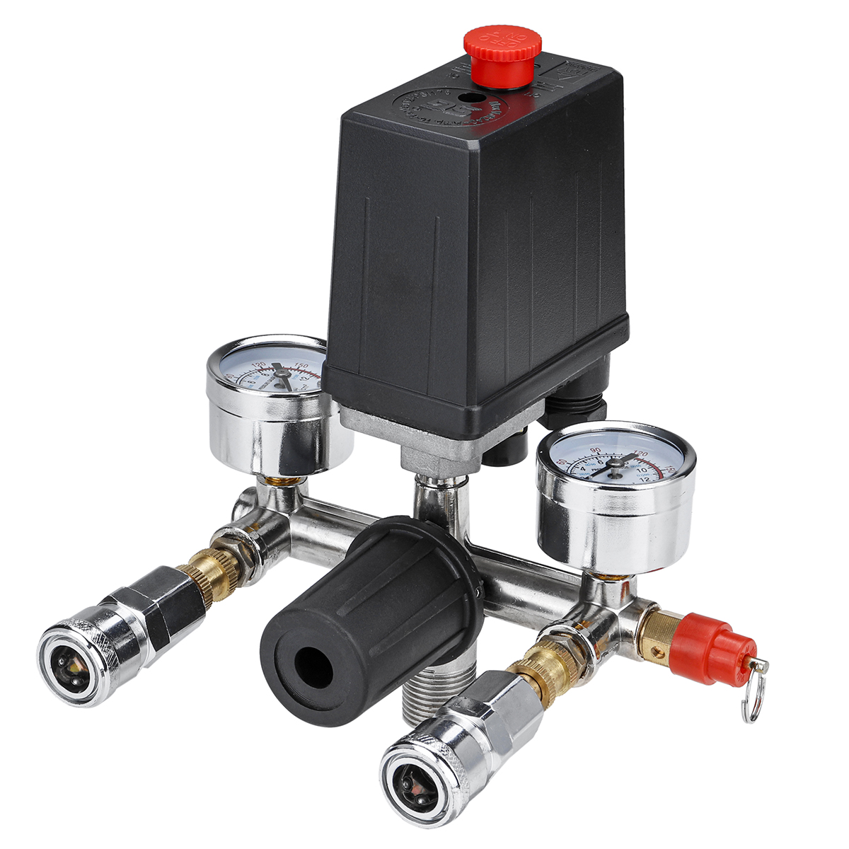 220V Air Compressor Pressure Switch Control Valve Manifold Regulator Gauges