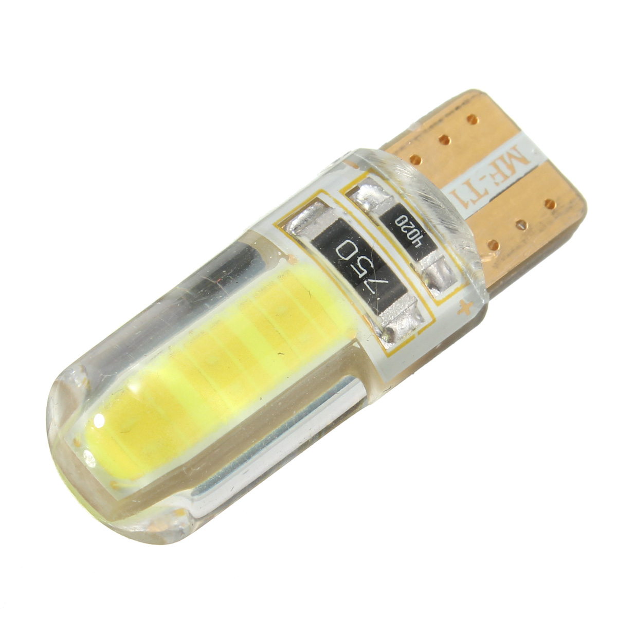 T10 W5W COB LED Car Side Wedge Marker Lights Canbus Error Free License Bulb Soft Gel 2W White 2Pcs