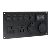5 Gang Switch Panel Ignition Interior Controls for Car Boat Marine LED Rocker Breaker Waterpoof