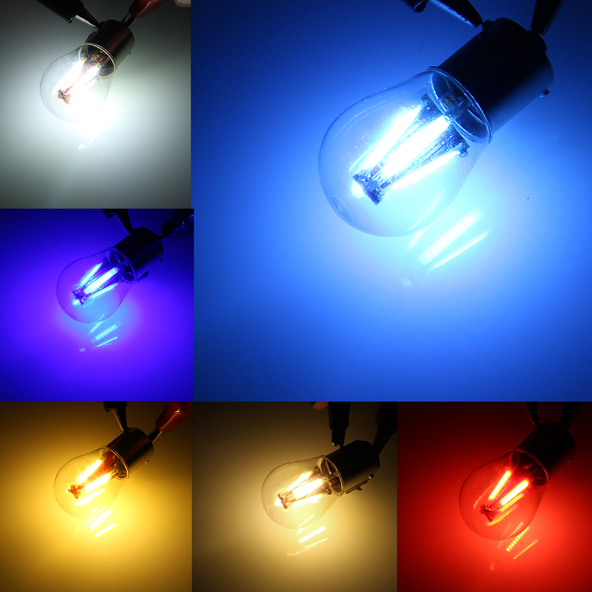 4-Filament COB LED 1156 BAU15S PY21W LED Turn Signal Light Rear Reverse Stop Lamp Bulb 6 Colors for DC12-24V Cars