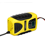 E-FAST 12V 7A Pulse Repair LCD Battery Charger Yellow for Car Motorcycle Lead Acid Battery