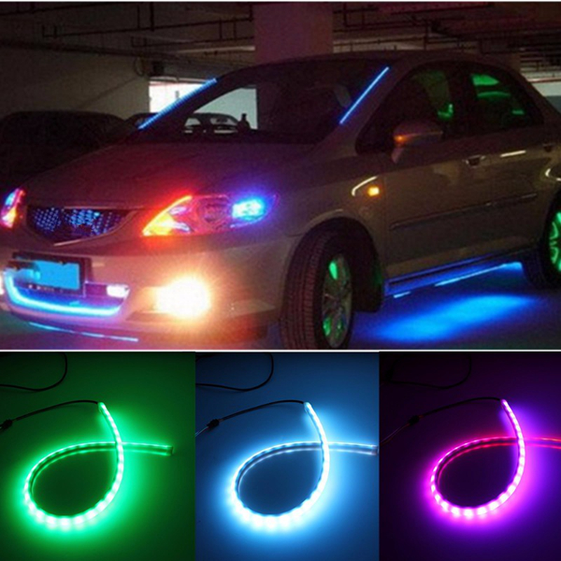 60CM RGB LED Strip Light Flexible Neon Hood Car Decorations Kit with Remote Control - Auto GoShop