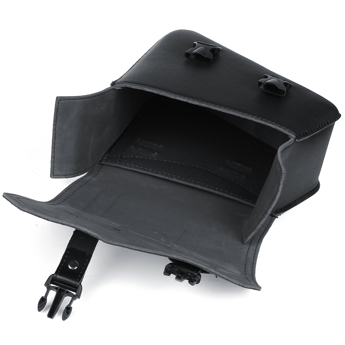 Motorcycle Saddlebags 3 Quick Release Buckle Black PU Leather Waterproof Universal - Auto GoShop