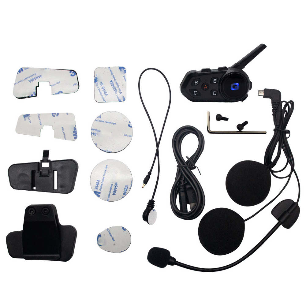 S6 1200M 800Mah Motorcycle Helmet Bluetooth Intercom Music Player Wireless Waterproof Communicator Intercom Headphones for 6 Riders Motorbike Handsfree Headset