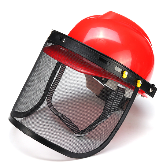 Red Safety Helmet Full Face Mask Chainsaw Brushcutte Mesh for Lawn Mower Trimmer Brush Cutter